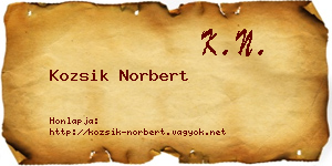 Kozsik Norbert névjegykártya